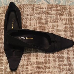 Nina Black Pointed Toe Heels